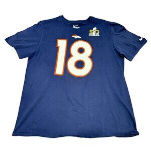 Nike Broncos Manning No18 Super Bowl 50 T-Shirt Sz XL Athletic Cut Blue